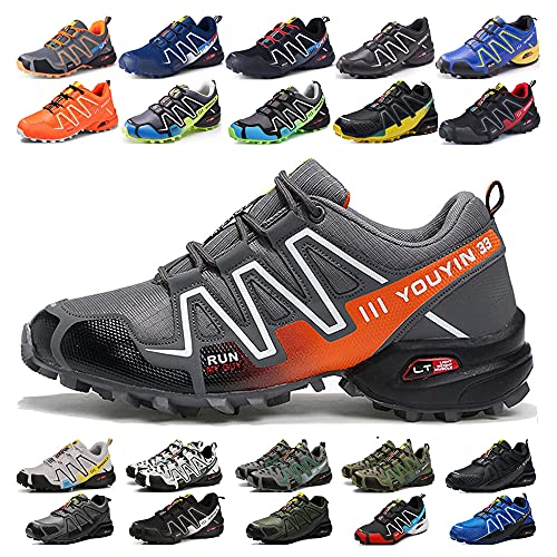 KUXUAN Fahrradschuhe Herren Indoor Fahrradschuhe Ohne Schloss,wasserdichte Mountainbike-Fahrradschuhe,rutschfeste Outdoor-Sportschuhe,Grey2-44 von KUXUAN