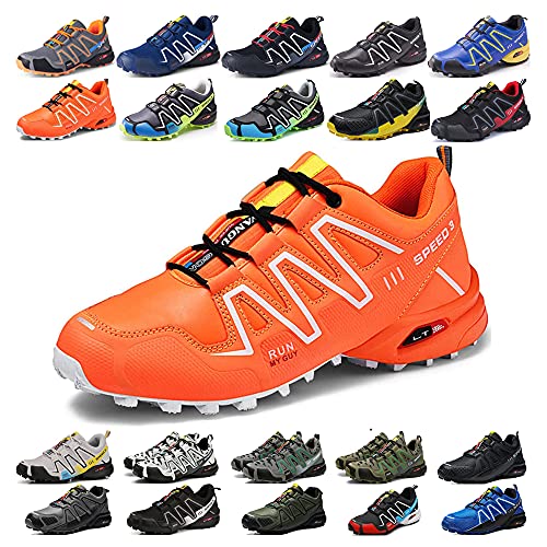 KUXUAN Fahrradschuhe Herren Indoor Fahrradschuhe Ohne Schloss,wasserdichte Mountainbike-Fahrradschuhe,rutschfeste Outdoor-Sportschuhe,Orange-40 von KUXUAN