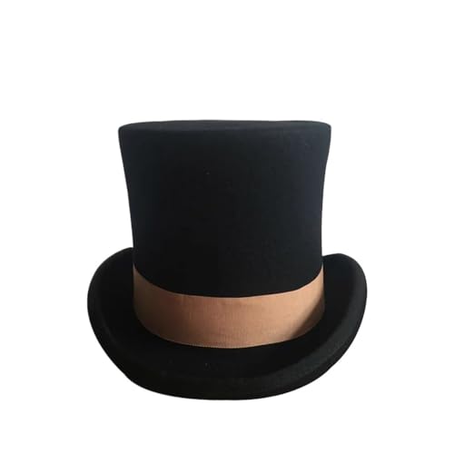 KUYCCSTRESI Zauberhut, klassischer Zylinder for Bühnenshows, Aufführungen, formelle Veranstaltungen, Kostümzubehör, Theatershow-Kopfbedeckung, Weihnachtsfeier-Kleidung, schlankes Design(Red_L 59cm) von KUYCCSTRESI