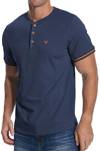 KUYIGO Henley-T-Shirt für Herren, bestickt, kurzärmelig, lässig, Sport, Strickoberteil, navy, M KUYIGO Henley-T-Shirt für Herren, bestickt, kurzärmelig, lässig, Sport, Strickoberteil, navy, M von KUYIGO