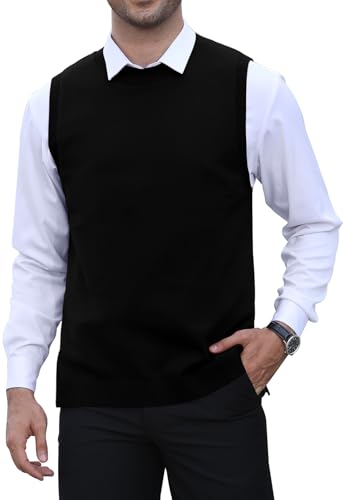 KUYIGO Herren Ärmellose Weste Klassisch Business Rundhals Strickwaren Strickweste Sweater Cardigans Tank Tops, Schwarz, XXL KUYIGO Herren Ärmellose Weste Klassisch Business Rundhals Strickwaren Strickweste Sweater Cardigans Tank Tops, Schwarz, XXL von KUYIGO