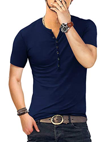 KUYIGO Herren Kurzarm Henleys T-Shirts Knopfleiste Baumwolle Shirts Baumwolle M Navy KUYIGO Herren Kurzarm Henleys T-Shirts Knopfleiste Baumwolle Shirts Baumwolle M Navy von KUYIGO