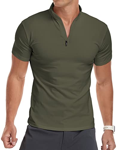 KUYIGO Herren Kurzarm-Polo-Shirts 1/4 Zip Plain Casual Slim Fit Gym Running Tops Basic Baumwolle Shirts S-XXL von KUYIGO