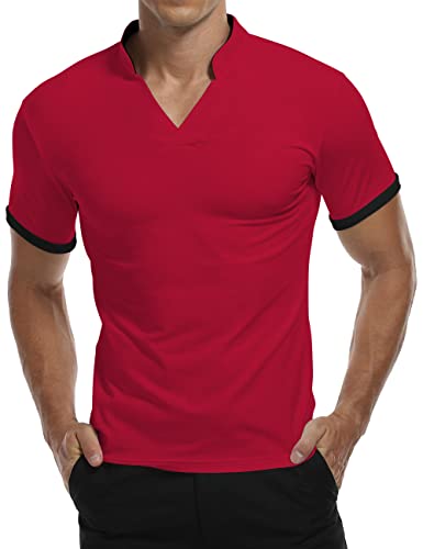 KUYIGO Herren Kurzarm T-Shirt Baumwolle Mode Lässig Sport Lauf T-Shirt L Rot von KUYIGO