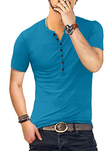 KUYIGO Herren Kurzarm-T-Shirt Baumwolle Henley Shirts Casual Fashion T Shirts S-XXL L Deep Teal KUYIGO Herren Kurzarm-T-Shirt Baumwolle Henley Shirts Casual Fashion T Shirts S-XXL L Deep Teal von KUYIGO