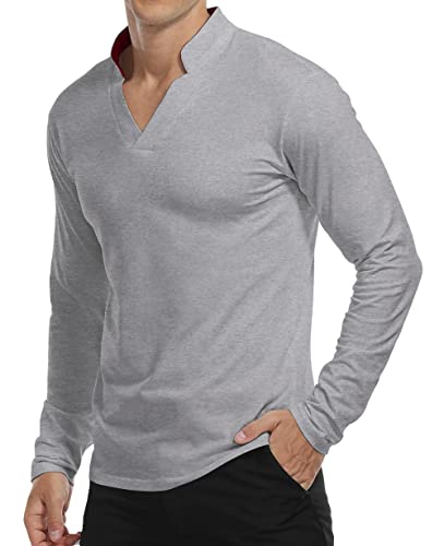 KUYIGO Herren Langarm Poloshirt Baumwolle Slim Fit Solid Basic Golf Tennis T-Shirt S-XXL von KUYIGO