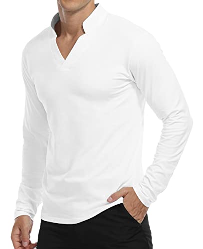 KUYIGO Herren Langarm Poloshirts Casual Slim Fit Basic Design Baumwollhemden L Weiß KUYIGO Herren Langarm Poloshirts Casual Slim Fit Basic Design Baumwollhemden L Weiß von KUYIGO