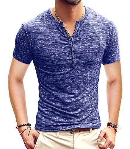KUYIGO Herren Langarm&kurzärmliges Henley-Hemd Atmungsaktiv Casual Tops Gemischte Farbe Regular Slim Fit Henley Shirt S-XXL von KUYIGO