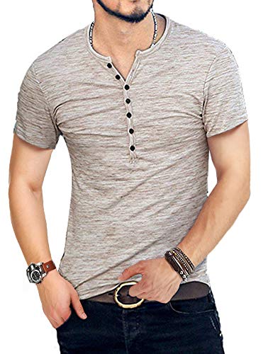 KUYIGO Herren Langarm&kurzärmliges Henley-Hemd Atmungsaktiv Casual Tops Gemischte Farbe Regular Slim Fit Henley Shirt S-XXL von KUYIGO