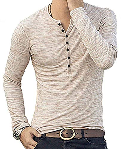 KUYIGO Herren Langarm&kurzärmliges Henley-Hemd Atmungsaktiv Casual Tops Gemischte Farbe Regular Slim Fit Henley Shirt S-XXL von KUYIGO
