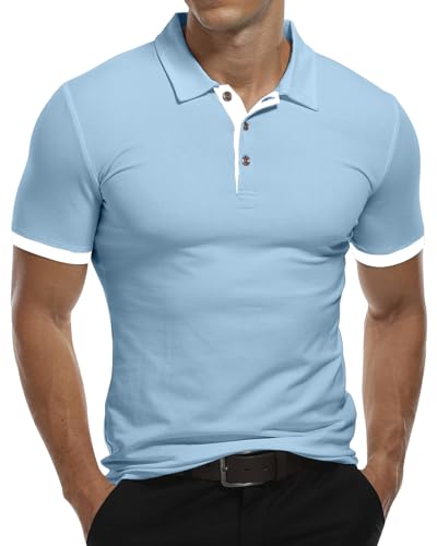 KUYIGO Herren Polo Langarm&Kurzarm Sporthemden Tennis Golf Basic T-Shirt S-XXL von KUYIGO