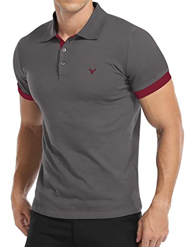 KUYIGO Herren Poloshirt Kurzarm Sportshirts Tennis Golf Basic T-Shirt M Dunkelgrau von KUYIGO