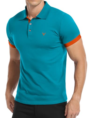 KUYIGO Herren-Poloshirt mit kurzen Ärmeln Sporthemden Tennis Golf Basic T-Shirt M Tiefes Blaugrün von KUYIGO