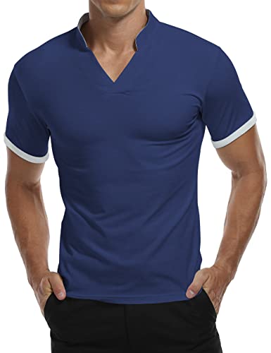 KUYIGO Kurzarm-Poloshirts für Herren, Sport, einfarbig, Golf, Tennis, T-Shirt, XL, Marineblau von KUYIGO