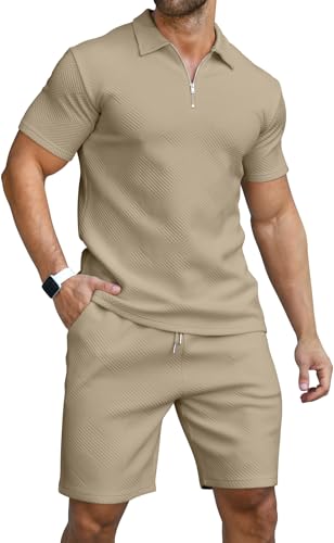 KUYIGO Herren Poloshirt & Shorts 2-teiliges Set Sommer Trainingsanzug Kleidung Mode Casual Sweatsuits M-3XL, khaki, M KUYIGO Herren Poloshirt & Shorts 2-teiliges Set Sommer Trainingsanzug Kleidung Mode Casual Sweatsuits M-3XL, khaki, M von KUYIGO