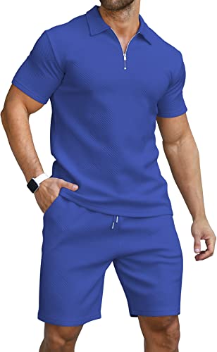 KUYIGO Herren Poloshirt & Shorts Set Sommer Outfits Mode Casual Kurzarm Polo Anzug für Männer 2 Stück Shorts Trainingsanzug von KUYIGO