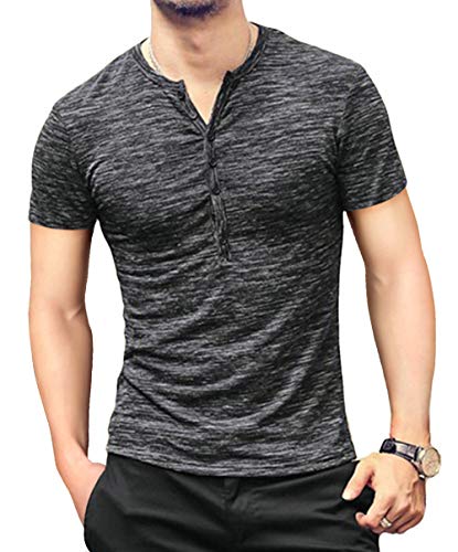 KUYIGO Herren T-Shirt Rundhalsausschnitt Henley-Shirt Klassisch Kurzarm Einfarbig M Schwarz KUYIGO Herren T-Shirt Rundhalsausschnitt Henley-Shirt Klassisch Kurzarm Einfarbig M Schwarz von KUYIGO