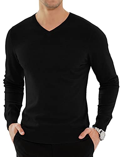 KUYIGO Herren V-Ausschnitt Pullover Tops Winter leicht gestrickt Pullover Langarm weich warm Strickwaren Pullover Pullover für Männer S Schwarz KUYIGO Herren V-Ausschnitt Pullover Tops Winter leicht gestrickt Pullover Langarm weich warm Strickwaren Pullover Pullover für Männer S Schwarz von KUYIGO