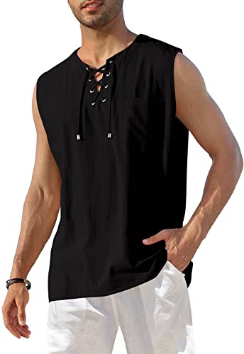 KUYIGO Herrenweste Casual Mode ärmelloses Henley Shirt Baumwolle Sommer Tops XL Schwarz KUYIGO Herrenweste Casual Mode ärmelloses Henley Shirt Baumwolle Sommer Tops XL Schwarz von KUYIGO