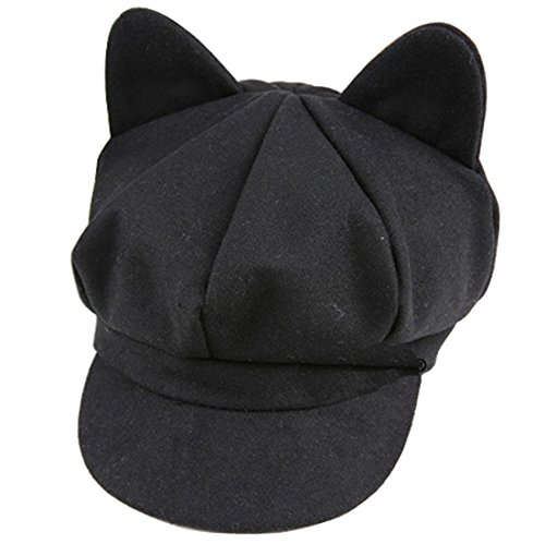 Kuyou Baby Mädchen Jungen Kappe Hut Kinder Mütze Ohren Berets Cap (Schwarz) von KUYOU