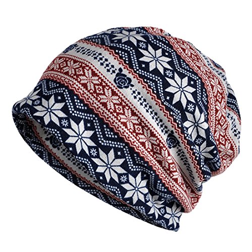 Kuyou Damen 2 in 1 Schal Mütze Schneeflocke Warme Schlauchschal Beanie (Blau) von KUYOU