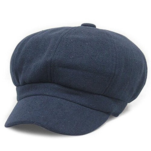 Kuyou Damen Winter Ballonmütze Schirmmütze Wolle Beret Kappe Hut (Navy) von KUYOU