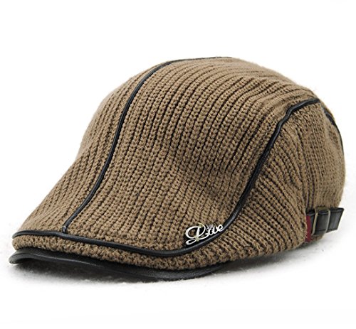 Kuyou Flatcap Schildmütze Herren Schieber sportcap Kappe Mit Schirm (Kaffee) von KUYOU