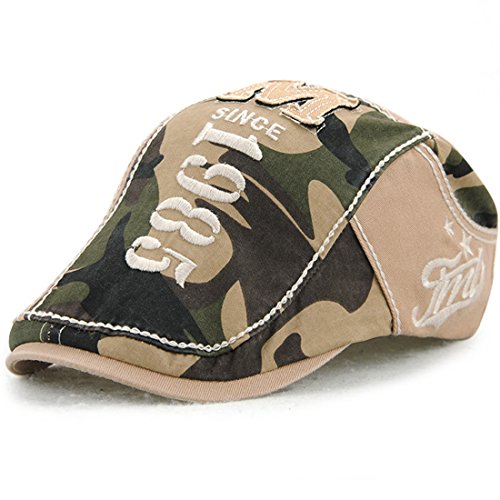 Kuyou Gatsby Schirmmütze Kappe Sportmütze Newsboy Camouflage Flat Cap (Beige) von KUYOU