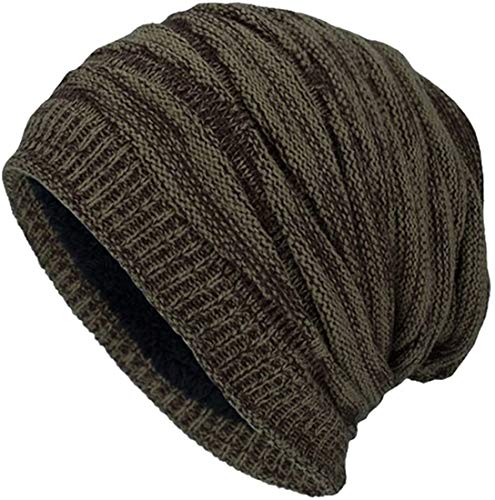 Kuyou Winter Beanie Mütze Slouch Strickmütze mit warmem Fleece Innenfutter (Khaki) von KUYOU