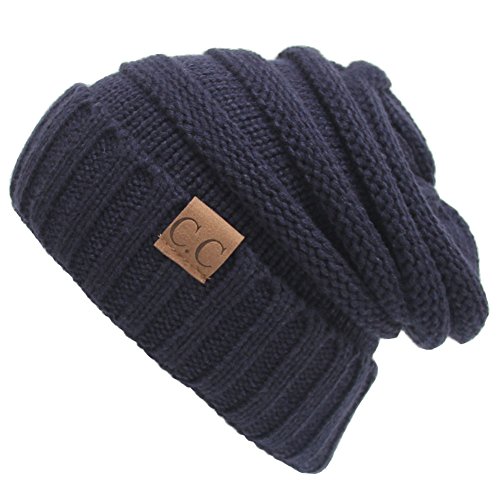 Kuyou klassische Slouch Beanie Mütze Unisex Winter Strickmütze, Marineblau, Einheitsgröße von KUYOU