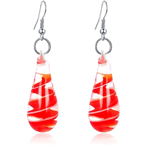 KVANU Handgefertigte Ohrringe im italienischen Murano-Stil, Tornado, Wirbel, modische Hängeohrringe aus Glas, unregelmäßige Glasspirale, hängende Ohrringe für Frauen, Schmuckgeschenk, Metall KVANU Handgefertigte Ohrringe im italienischen Murano-Stil, Tornado, Wirbel, modische Hängeohrringe aus Glas, unregelmäßige Glasspirale, hängende Ohrringe für Frauen, Schmuckgeschenk, Metall von KVANU