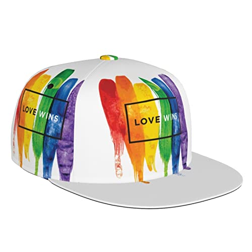 KVHSVEGO Rainbow Pride LGBT Streifen Flat Bill Baseballmütze Herren Damen LGBT Mützen Verstellbare Strapback Cap von KVHSVEGO