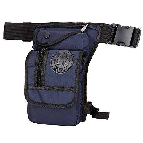 Beintasche Damen,Beintasche Motorrad Leinwand/Nylon Herren Drop Beinbeutel for Männer Taille Fanny Pack Gürtel Oberschenkel Hüfte Bum Motorcycle Messenger Schultertasche (Color : Navy) von KVIVI