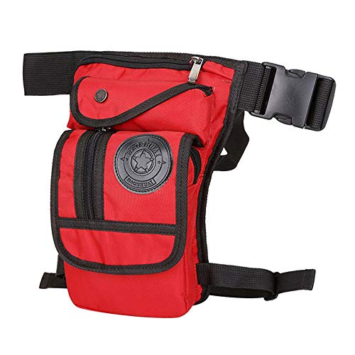 Beintasche Damen,Beintasche Motorrad Leinwand/Nylon Herren Drop Beinbeutel for Männer Taille Fanny Pack Gürtel Oberschenkel Hüfte Bum Motorcycle Messenger Schultertasche (Color : Red) von KVIVI