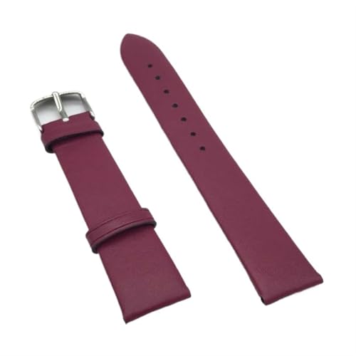 KVIVI Uhrenarmband,Leder Uhrenarmband 12mm 14mm 16mm 18mm 20mm 22mm Leder Uhrenarmband Riemen Armbands für Frauen Männer Braun Black Belt Band Watch Zubehör (Color : Purple 1, Size : 16mm) von KVIVI