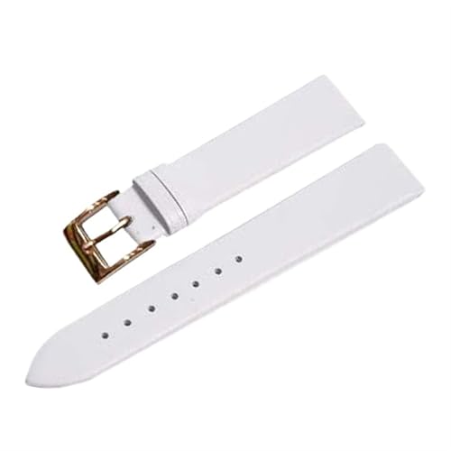 KVIVI Uhrenarmband,Leder Uhrenarmband 12mm 14mm 16mm 18mm 20mm 22mm Leder Uhrenarmband Riemen Armbands für Frauen Männer Braun Black Belt Band Watch Zubehör (Color : White 2, Size : 14mm) von KVIVI