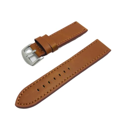 KVIVI Uhrenarmband,Leder Uhrenarmband 18mm 20mm 22mm 24mm hellbraune Vintage Uhr Bandband PU-Leder-Armband-Edelstahl-Schnalle-Verschluss-Uhr-Zubehör (Color : Light Coffee, Size : 20mm) von KVIVI