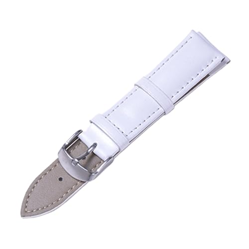 KVIVI Uhrenarmband,Leder Uhrenarmband Armbands Leder Uhrenarmband Riemen 12mm 14mm 16mm 18mm 20mm 22mm Uhr Zubehör Frauen Männer Braun Schwarz Gürtelband (Color : White, Size : 18mm) von KVIVI