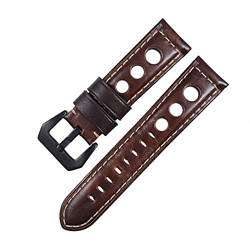 KVIVI Uhrenarmband,Leder Uhrenarmband Leder Uhrenarmband 20mm 22mm 24mm Männer Lederband Uhr Leder Uhr Band Gürtel braun Schwarz Uhrengürtel (Color : B1, Size : 20mm) von KVIVI