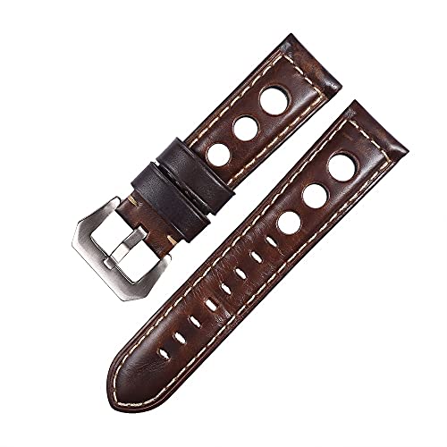 KVIVI Uhrenarmband,Leder Uhrenarmband Leder Uhrenarmband 20mm 22mm 24mm Männer Lederband Uhr Leder Uhr Band Gürtel braun Schwarz Uhrengürtel (Color : S1, Size : 24mm) von KVIVI