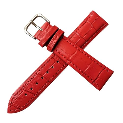 KVIVI Uhrenarmband,Leder Uhrenarmband Leder Uhrenarmband Uhren Band 22mm 20mm 18mm 19mm 12mm 14mm 16mm 24mm 21mm Uhrenarmbanden Männer Frauen Armband (Color : Red, Size : 14mm) von KVIVI