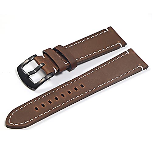 KVIVI Uhrenarmband,Leder Uhrenarmband Lederarmbands Armband Black Brown Uhrenarmband Für Frauen Männer 20mm 22mm Armband Band (Color : Brown, Size : 22mm) von KVIVI