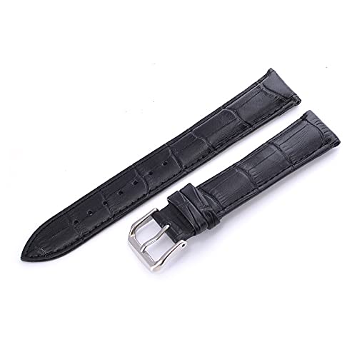 KVIVI Uhrenarmband,Leder Uhrenarmband Uhrenarmband Lederriemen 12 14 16 18 20 22mm Uhren Zubehör Lederuhr Gürtelband Uhrenarmbänder (Color : Black, Size : 16mm) von KVIVI