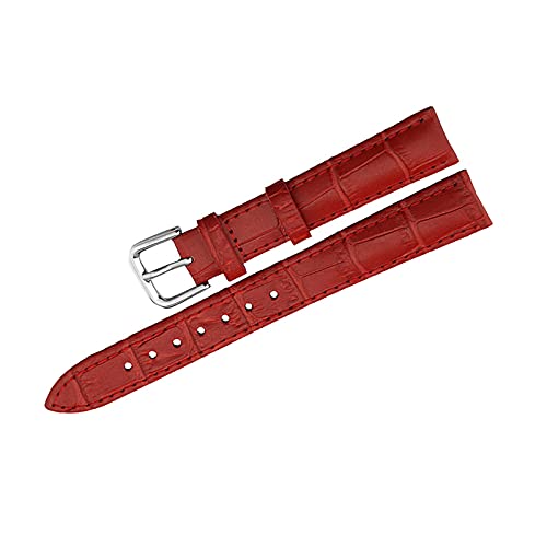 KVIVI Uhrenarmband,Leder Uhrenarmband Uhrenarmband Lederriemen 12 14 16 18 20 22mm Uhren Zubehör Lederuhr Gürtelband Uhrenarmbänder (Color : Red, Size : 12mm) von KVIVI