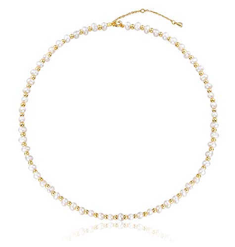 KVLmoze Tiny Pearl Choker Halskette 4 mm kultivierte handverlesene Perle 18 Karat vergoldet Kugelkette Zierliche Schmuckgeschenke für Frauen Mädchen KVLmoze Tiny Pearl Choker Halskette 4 mm kultivierte handverlesene Perle 18 Karat vergoldet Kugelkette Zierliche Schmuckgeschenke für Frauen Mädchen von KVLmoze