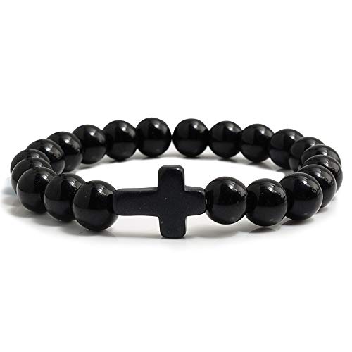Kristall Armband, Armbänder Mit Perlen Aus Natürlichem Edelsteinkristall, Obsidian-Kreuz, Modisches Meditationsarmband, Reiki-Yoga-Armband, Glücksbringer, Stretch-Armband Für Frauen Und Männer Kristall Armband, Armbänder Mit Perlen Aus Natürlichem Edelsteinkristall, Obsidian-Kreuz, Modisches Meditationsarmband, Reiki-Yoga-Armband, Glücksbringer, Stretch-Armband Für Frauen Und Männer von KVOHBED