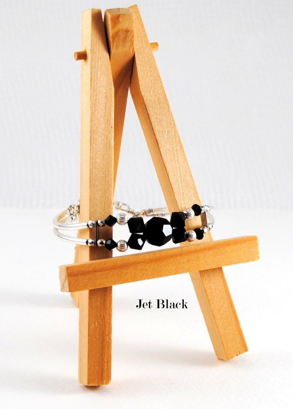 Jet Schwarz Swarovski Kristall Verstellbare Armband Modern Und Zart Für Jeden Besonderen Anlass Geschenk, Hochzeiten Oder Sie von KVRJewelry