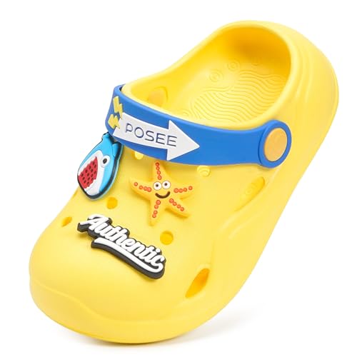 Clogs Kinder Gartenschuhe Mädchen Pantoletten Jungen Badeschuhe Hausschuhe rutschfeste Strand Sandalen Sommer Wasserschuhe Slippers B-Gelb 24.5-25EU=Etikettengröße:160 von KVbabby