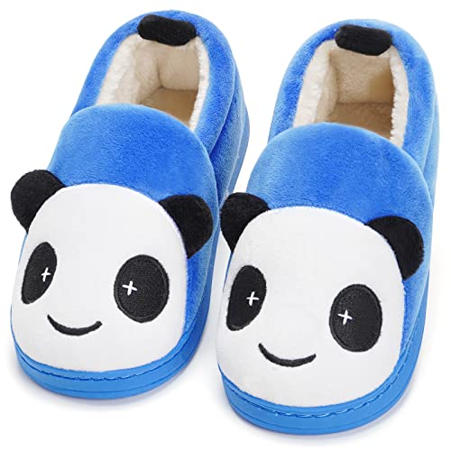 KVbabby Hausschuhe Mädchen Pantoffeln Plüsch Jungen Baumwolle Pantoffeln Kinder Wärme Katze Weiche Hausschuhe Damen Winter Cartoon Leicht Rutschfeste Slippers Blau 23-24 EU (Etikettengröße: 16-17) von KVbabby