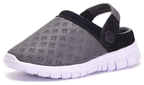 KVbabby Hausschuhe Kinder Clogs Jungen Mädchen Gartenschuhe Pantoletten Strand Sandalen Atmungsaktiv rutschfest,11-Dunkelgrau,33 EU von KVbabby